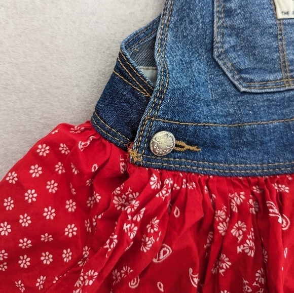 OSHKOSH Overall Dress Red Bandana Handkerchief Skirt Denim 24 Months Cowgirl - Picture 4 of 7